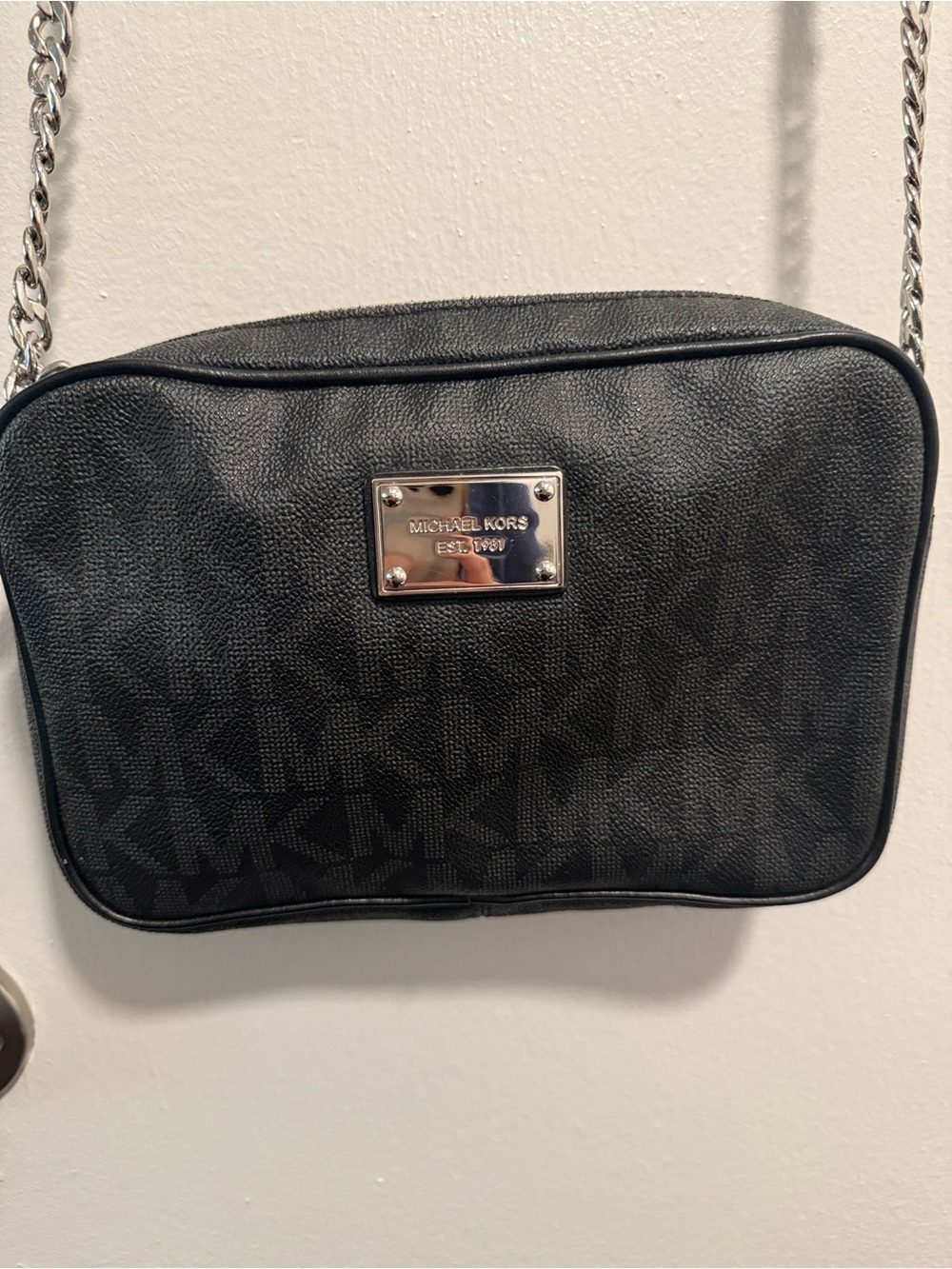 Michael Kors Jet Set Saffiano Leather Crossbody Bag with MK Monogram